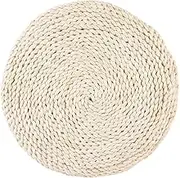 Japanese Style Round Tatami Hand Woven Floor Cushion Floor Pouf Mat for Meditation Yoga Ergonomic Design for Hip Pressure Relief Corn Bran Silk Floss Filler 40x40x6cm
