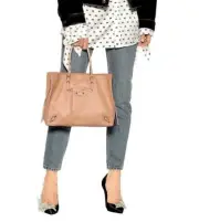 New $2150 Balenciaga Medium Papier Leather B4 AJ Zip Around Rose Tote