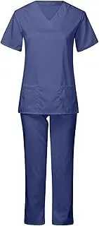 [yuksok] Women Scrubs Set Nursing Uniforms Scrubs Female V Neck Nurse Uniform Set Nurse Scrubs for Cosmetology Healthcare Beauty Salon