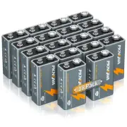 9V Batteries Alkaline 9 Volt Square Battery for Smoke Detector, Long-Lasting,...