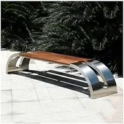 Garden Bench Zigzag Stainless Steel Wooden Seat Plate Outdoor Bench Patio Outdoor Bench(Small)