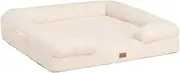 Tedi’s Orthopedic Dog Calming Bed for Medium Dogs,Memory Foam Cat Beds with Pillow & Portable Handle, Washable Removable Cover & Anti-Slip Bottom,Pet Sofa for Small Medium Extra Large Dogs,Cream