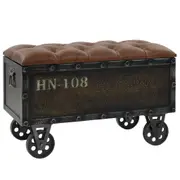 Storage Bench 80.5x41x50 cm Solid Wood and Artificial Leather vidaXL