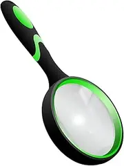 Shatterproof Magnifying Glass 10X Large Handheld Magnifying Glass for Seniors Kids 75mm Magnifying Lens with Non-Slip Rubber Handle Magnifier Glass for Reading Science Insect Hobby Observation