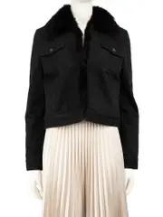 Black Denim Faux Fur Trimmed Jacket