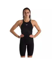 Speedo LZR Pure Valor Open Back Black Size 26 Women New Swimming JOs Swimsuit