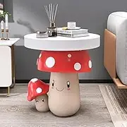 Mushroom Group End Table, Side Table with Tray, Nightstand Coffee Table Nesting Tables for Bedroom, Living Room, Office, 41 * 41 * 43cm (Color : Red)
