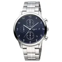 在飛比找momo購物網優惠-【agnes b.】法國時尚藝術時尚計時腕錶-藍x銀(VD5