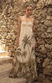 [Andres Otalora] Ron Coco Printed Linen Maxi Dress