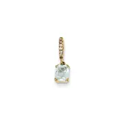14K Yellow Gold Real Diamond and Blue Topaz Pendant