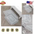 Durable Light Grey Crochet Cotton Bath Mat Set - Ideal for Contemporary Spaces