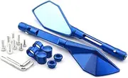 for K&awasaki Z900 Z900RS for Ninja 250 Motorcycle CNC Aluminum Rear View Mirrors Glass Side Convex Mirror Rear Side Mirror(Blue)