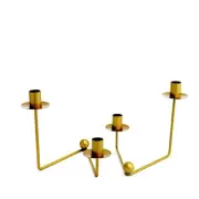 2 Gold 2 arm Geometric Metal Taper Candle Holders V-Shaped Base Party Events