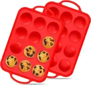 Silicone Muffin Pan for Baking 12 Cup Nonstick Cupcake Pan Small