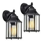 Outdoor Wall Lantern Dusk to Dawn Porch Lights Outdoor Wall Sconces Matte Bla...