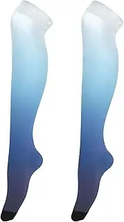 [Joitme] Ombre Blue Thigh Socks for Women, Soft and Lightweight, Women Long Socks, Ombre Blue