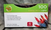 NEW! 100 Holiday Time Red Mini Lights With Green Wire Lighted 26 Ft