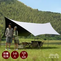 在飛比找PChome24h購物優惠-【好玩旅物】六角款_5-8人戶外露營遮陽防水大尺寸黑膠天幕帳