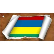 Mauritius Flag Scroll Novelty Aluminum Key Chain KC-9236