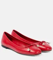 [Jimmy Choo] Jimmy Choo Elme bow-detail leather ballet flats AU 6.5 red