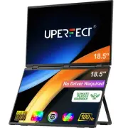 UPERFECT 18.5" 100Hz Dual Portable Folding FHD Monitor Screen Extender w/ Stand