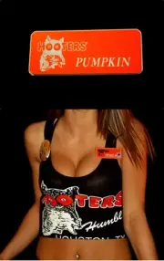 Hooters Uniform Pumpkin Name Tag Pin Back Dress Up Role Play Costume Accessory