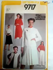 Blouse Pants Skirt Jacket Vest 10 Simplicity 9717 Sewing Pattern VTG UC Pleated