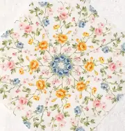 16 9.5" Laurel Flowers White #1 Stack 'n Whack Quilt Blocks Kaleidoscope