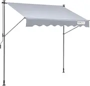 VEVOR Manual Retractable Awning, 78" Outdoor Retractable Patio Awning Sunshade Shelter, Adjustable Patio Door Window Awning Canopy with 39" Sun Shade Curtain for Backyard, Garden, Balcony