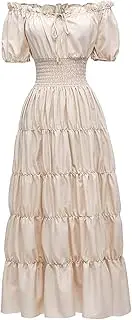 [ａ aternee] Medieval Chemise Dress Fashion Props Polyester Renaissances Costume Decoration Uniform Pirate Peasant Dress Adults Fancy Dress