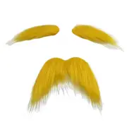 Funny Yellow Gentleman's Mustache & Eyebrows - 3-Piece Self-Adhesive Costume Props for Masquerades, Dress-Up, and Cosplay 1pcs Large
