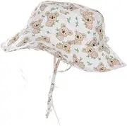 [EDDGE] Summer New Kids Bucket Hat Boys Girls Cartoon Animal Print Fisherman Cap Sun-Resistant Hat with Wind Rope Panama Sun Cap (Color : B, Size : 0-2 Years)