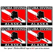 ALASKA SCUBA DIVING Flag-Map Shape USA Rectangular Stickers, Decals 50mm (2") x4