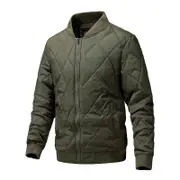 Nevenka Mens Bomber Jacket Diamond Quilted Jackets Winter Warm Padded Coats-ArmyGreen