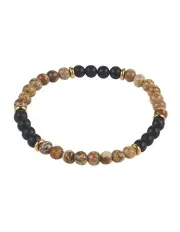 [Cudworth] Jasper And Onyx Stone Beads Bracelet 6mm in Tan