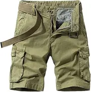 [Cupgriade] Cargo Shorts Men Spring Summer Breeches Cotton Bermuda Solid Denim Casual Multi-Pocket Pants Clothing Men’S Cargo Short