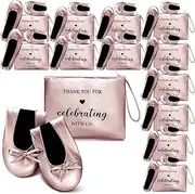 [Cuffbow] 12 Pairs Wedding Foldable Shoes Rollable Ballet Flats Dancing Slippers Bulk for Bride Bridesmaids Guests Dance Floor
