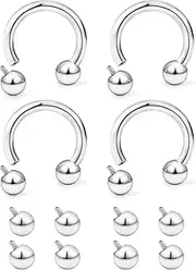 [Tvalccoy] 16g Horseshoe Septum Lip Rings Piercing Jewelry 8/10mm Daith Cartilage Helix Earrings for Women