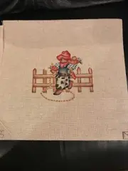 Lot of 3 Hand-painted Needlepoint Canvas Cowboy Teddy Bear