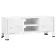 vidaXL Industrial TV Cabinet White Metal Media Side Cabinet Sideboard TV Stand