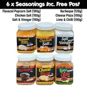 6 x Seasoning | Popcorn Seasoning | Hot Chips | Steak | Chicken | Dips FREE POST