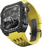 [BCMCBV] Latest lightweight carbon fiber case+fluororubber strap，For Apple Watch 8/7/6/5/4 series Replacement strap，For iwatch 44/45mm Watch Band upgrade kit