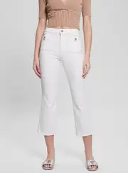 GUESS Women's White Tahlia Kick Flare Pants Size: 24, Spandex