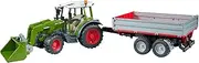 bruder 02182 - Fendt Vario 211 Tractor with Front Loader & Trailer - 1:16 Vehicles Agriculture, Bulldog, Tractor, Trailer, Dumper Toy, from 3 Years