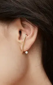 [KATKIM] 18K Yellow Gold Crescendo Flare Diamond Single Earring