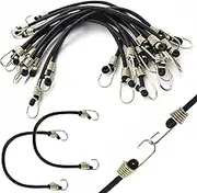 BEANPRECOY 15Pack Mini Bungee Cords with Hooks 10 Inch Black Elastic Rope Rubber Strap Mini Rubber Cord Elastic Bungee Straps for Outdoor Camping Luggage Roof Racks Securing Car Tents Tarps Bikes Rvs