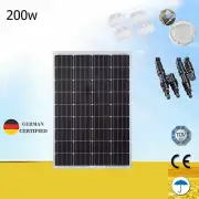200W 12V Fixed Solar Panel Kit Mono Waterproof Home Boat Caravan Camping Charger