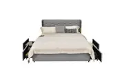 Giantex Full Size Bed Frame Wood Mattress Base Storage Drawers Silver