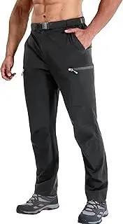 [Haimont] Men's Hiking Travel Cargo Pants with Belt Lightweight Quick Dry Waterproof Stretch 5 Pockets Outdoor Tactical Pants