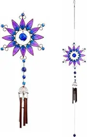 Windchime Colourful Hand Crafted Purple Spray Wind Chime with Glass Bead Detail